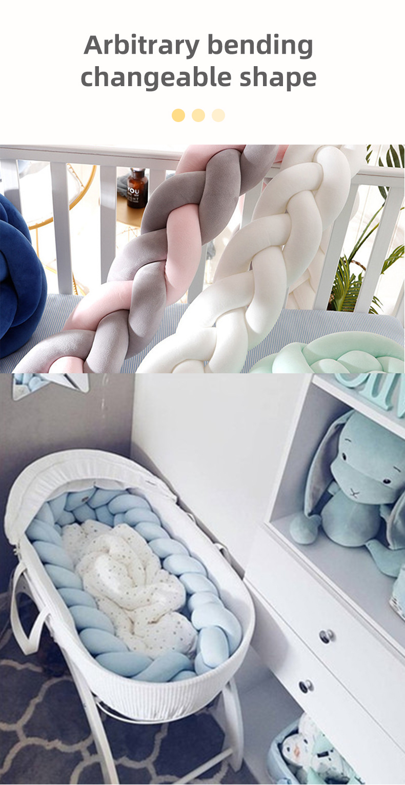 New design colorful safety cotton baby braided crib bumpers